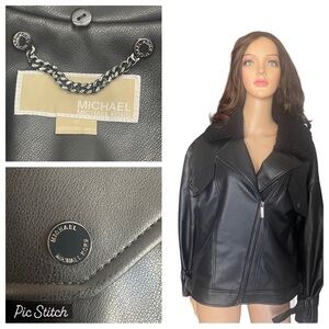MICHAEL KORS FAUX FUR
COLLAR BOMBER black jacket size M‎